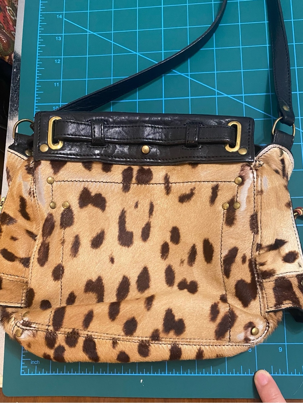 Jerome Dreyfuss small leopard pony hair crossbody bag